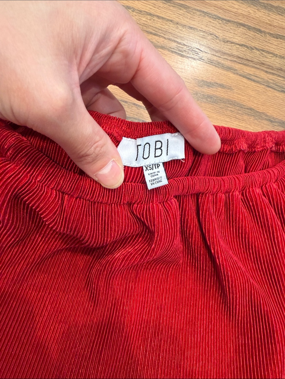 Tobi Red Off-Shoulder Ruffle Crop Top - Picture 2 of 2
